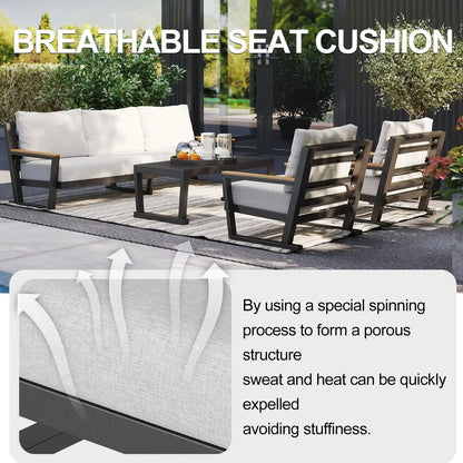 4 Seats Modern Patio Furniture Set with Coffee Table