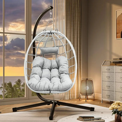 Egg Chair Swing with Steel Stand UV Resistant Cushion 330lbs