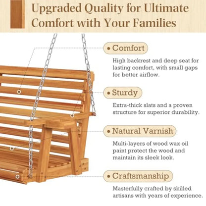5.5FT Wooden Porch Swing 880Lbs Weight Capacity