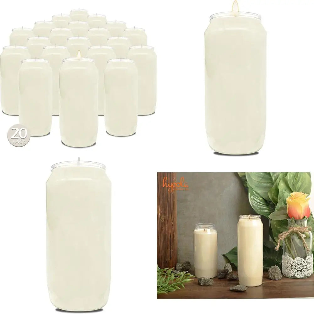 7-Day White Prayer Candles, 20-Pack - 6-Inch Tall Pillars
