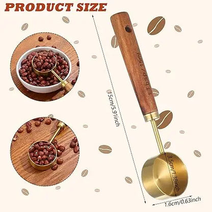 Stainless Steel & Wood 1 Teaspoon Scoop Coffee Measuring Scoop