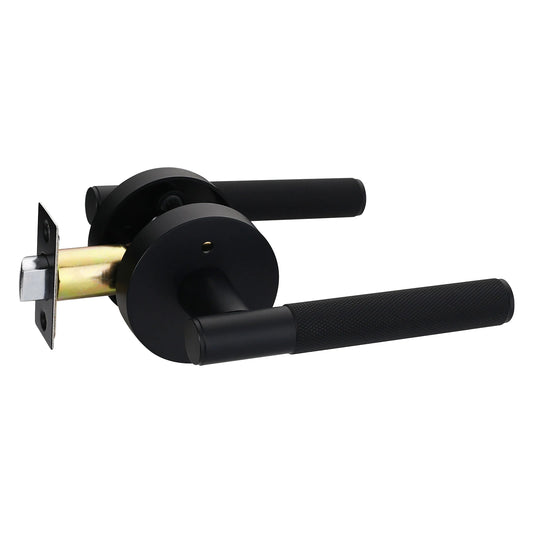 Privacy Door Handle Rear Knurled Handle Lever Matte Black