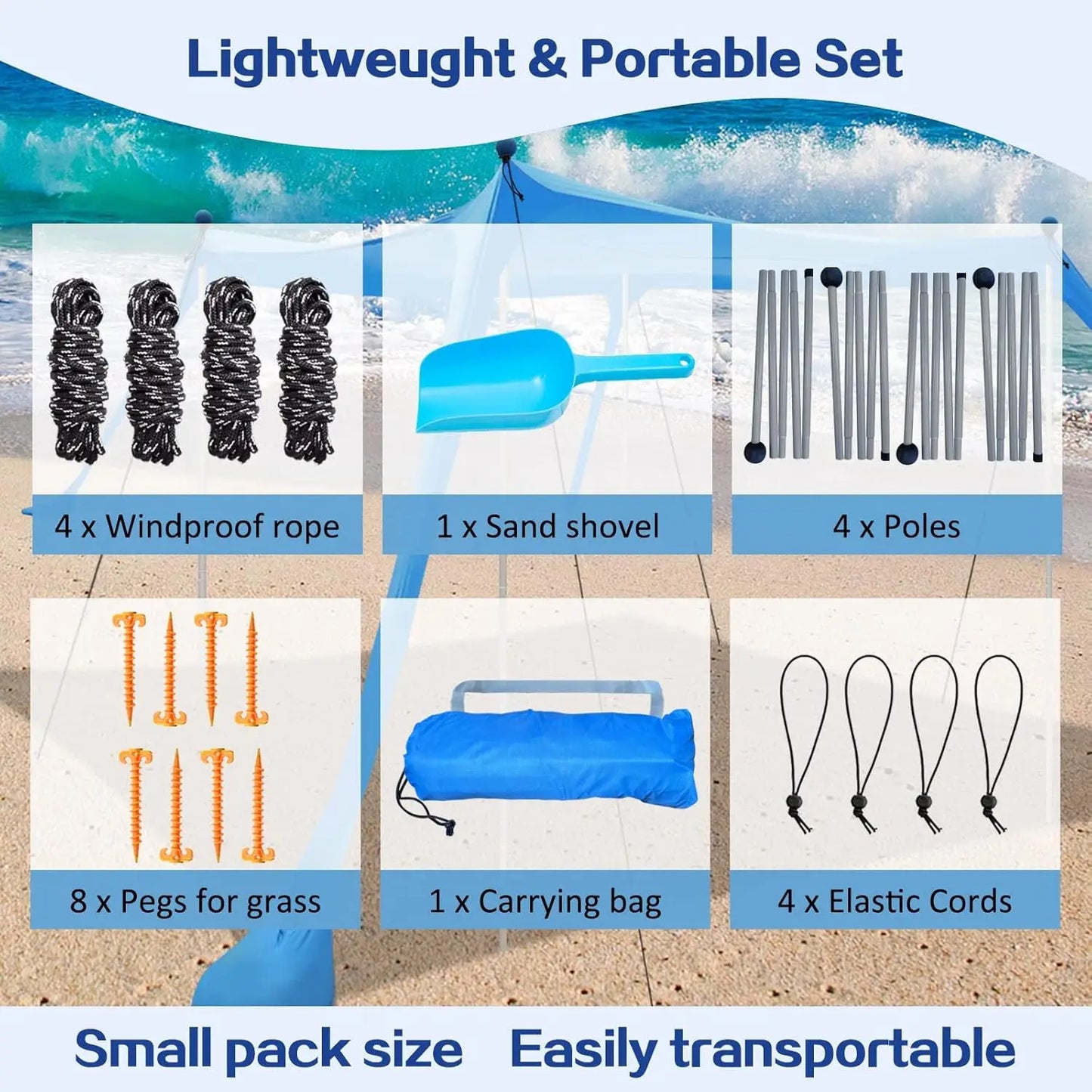 Beach Canopy Beach Tent 11x11 FT Easy to Setup