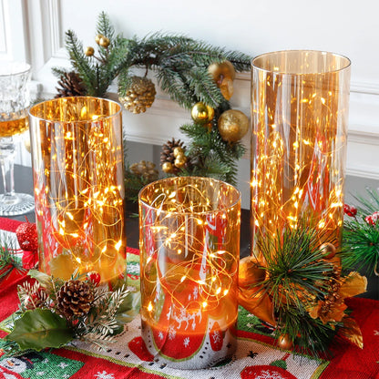3Pcs Glass Flameless Candles LED Battery Powered