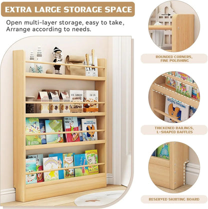 Behind Door Bookshelf, 6-Tier Narrow Wall Mounted