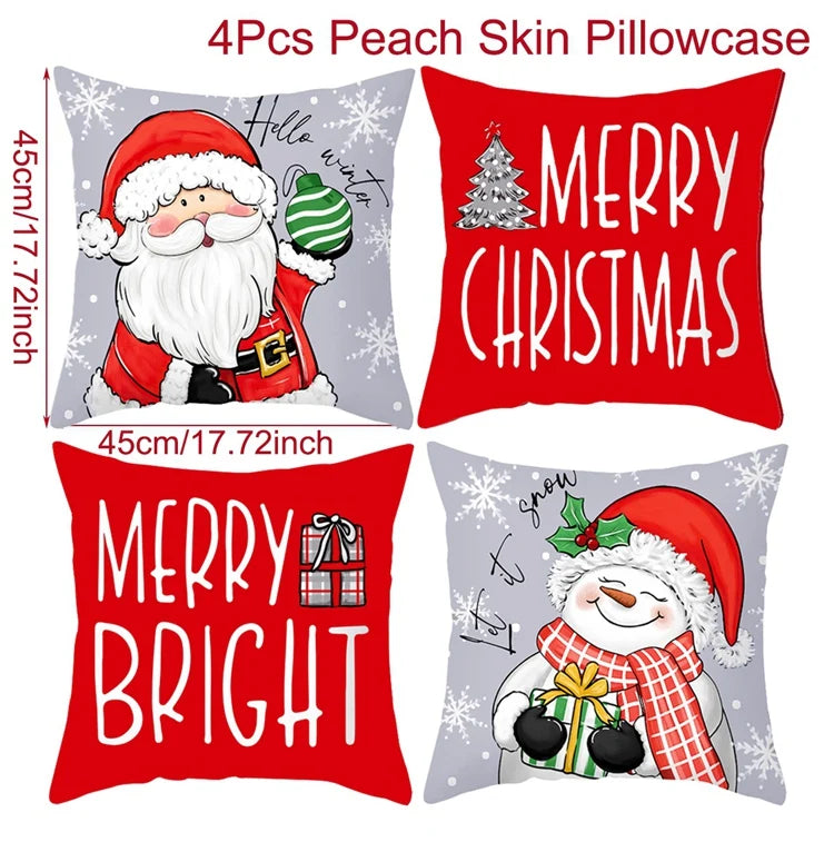 4pcs Merry Christmas Cushion Cover