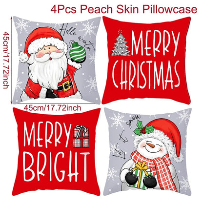 4pcs Merry Christmas Cushion Cover