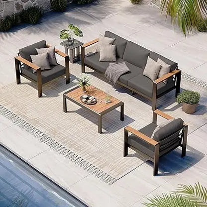 4 Piece Patio Furniture Set with Coffee Table