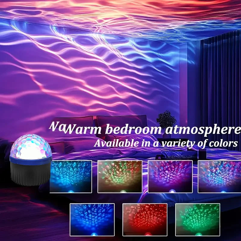 Rotating water wave ambient lighting projector, multi-color selection
