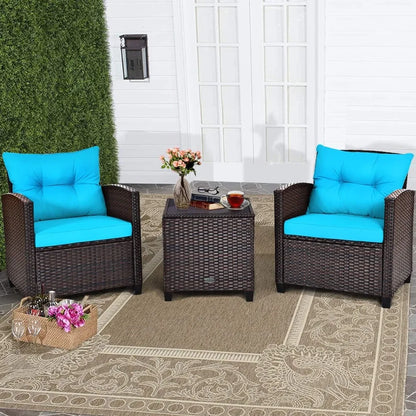 3pcs patio furniture set, rattan wicker