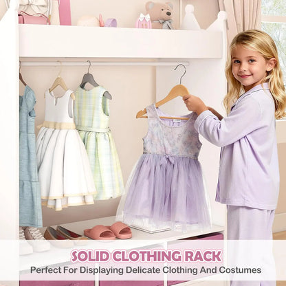 Kids Dresser with Mirror & Drawers, Playroom Storage Closet, White