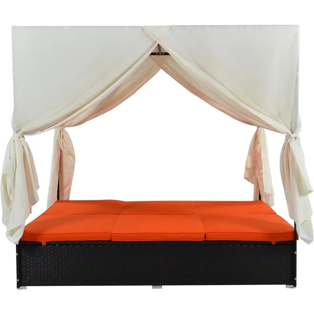 Patio Furniture Set Daybed with Adjustable Seats, 4-Sided