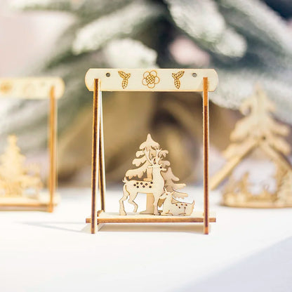 4PCS/Lot DIY Creative Mini Hollow Christmas Wooden Ornaments