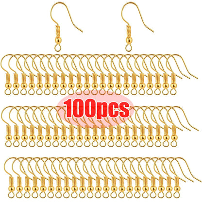 100/200pcs DIY Earring Findings Earrings Clasps Hooks Stainless Steel Hypoallergenic
