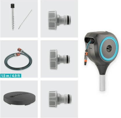 66' x 1/2" Automatic Retractable Garden Hose Reel on Metal Spike