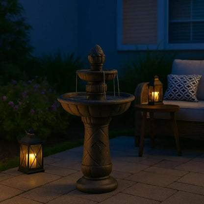 Pineapple Tiered Outdoor Water Fountain with Pump