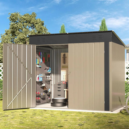 Metal Shed,6x4 FT Metal Shed with Slopping Roof a