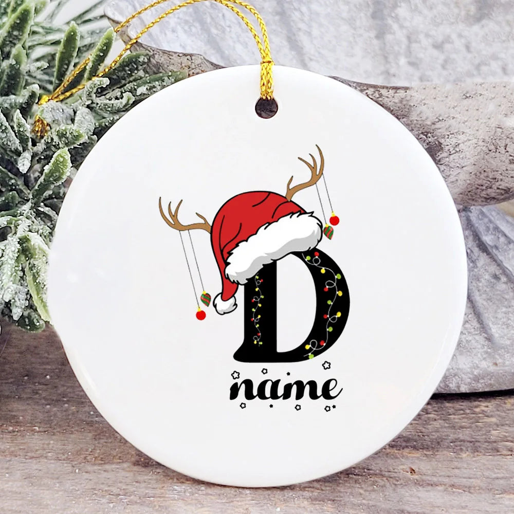 Baby's Christmas Ornament Personalized Initial with Name