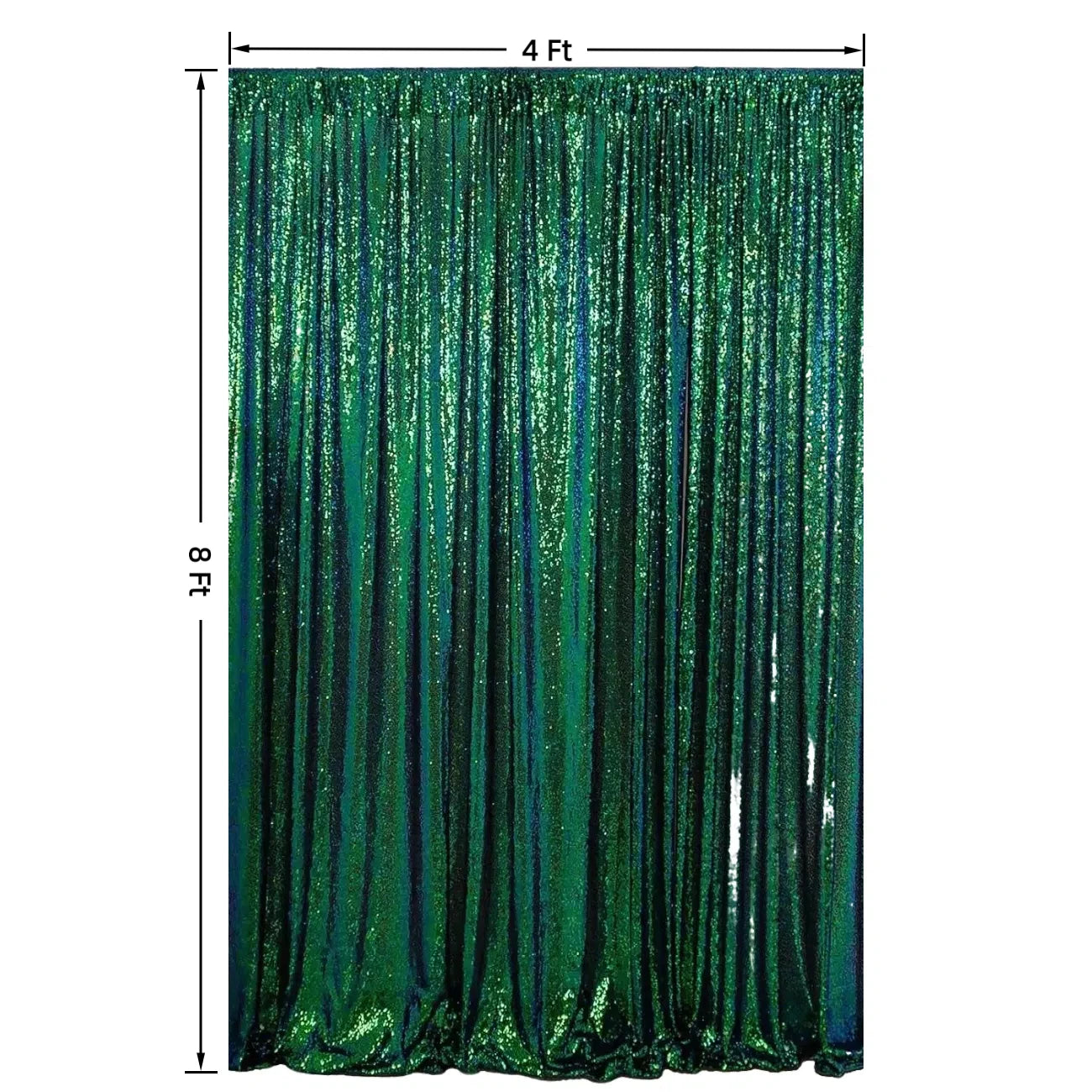 Sequin Backdrop Curtains 1 Pcs 4ftx8ft Iride Green Glitter