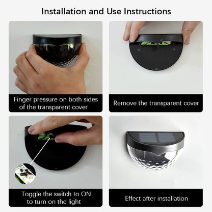 2PCS Solar Wall Lamp, 6LEDs Outdoor Waterproof