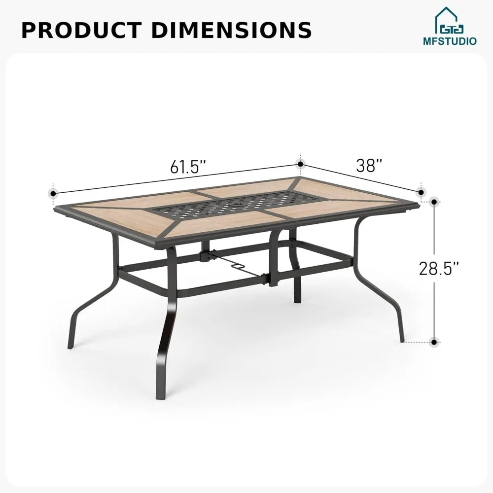 Rectangular Outdoor Patio Dining Table Set for 6