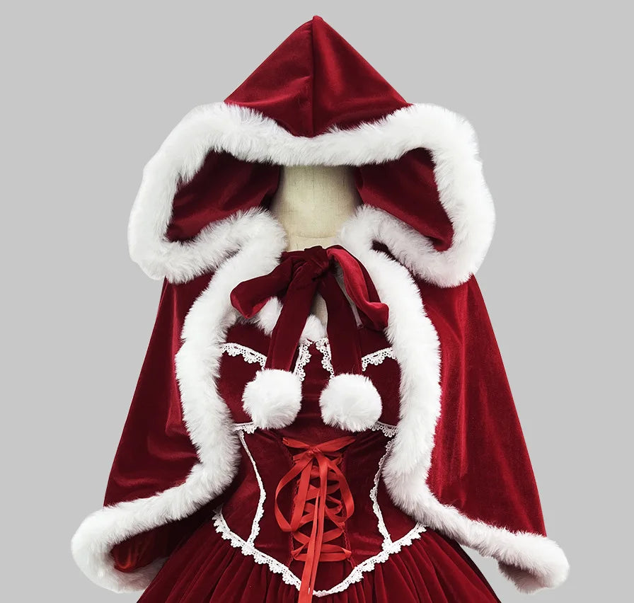 S -5XL  Red Sexy Tube Christmas Lolita Dress