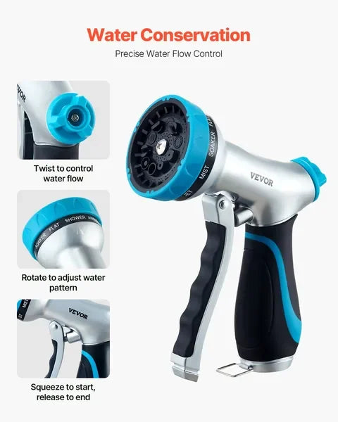 Hose Nozzle 10 Spray Patterns Garden