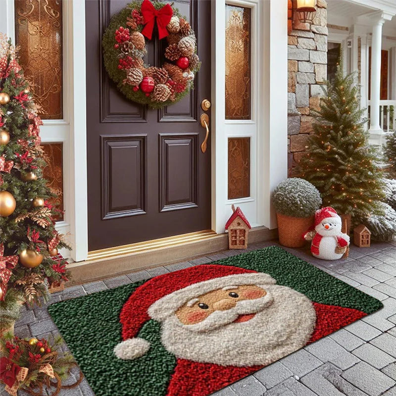 Christmas Door Mat Red Santa Claus  Gingerbread Man