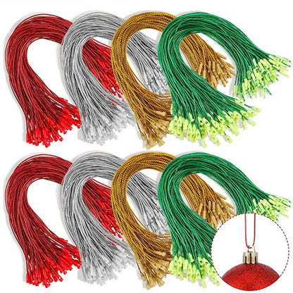 100Pcs Christmas Ornaments Hanger String Ornament Hook Ropes