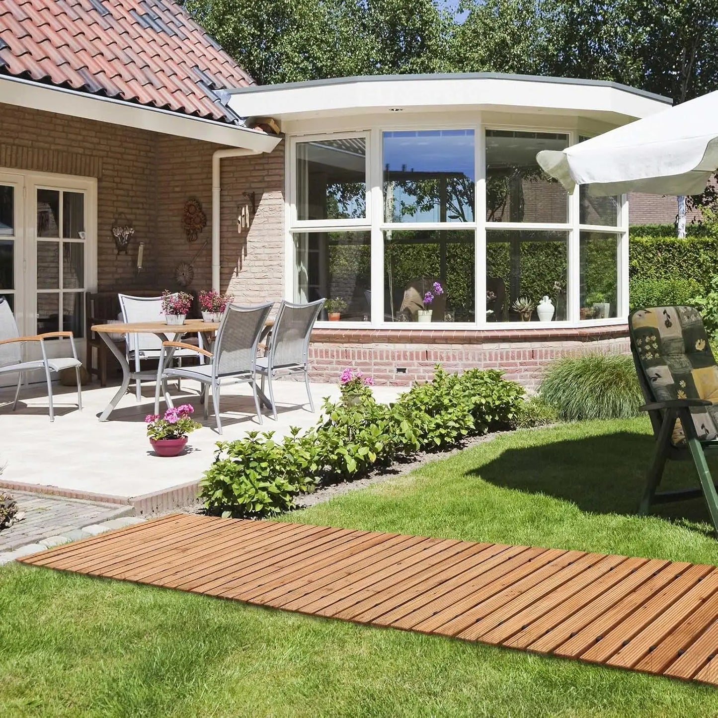 12FT Roll Out Wooden Pathway Weather-Resistant 17" W