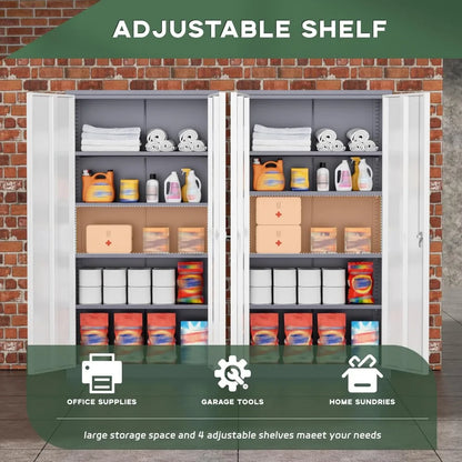 Lockable Steel Storage Cabinet with 4 Adjustable Shelves