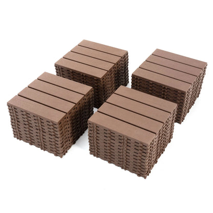 44 Pack Wood grain Interlocking Patio Deck Tiles- 12x12 Inch