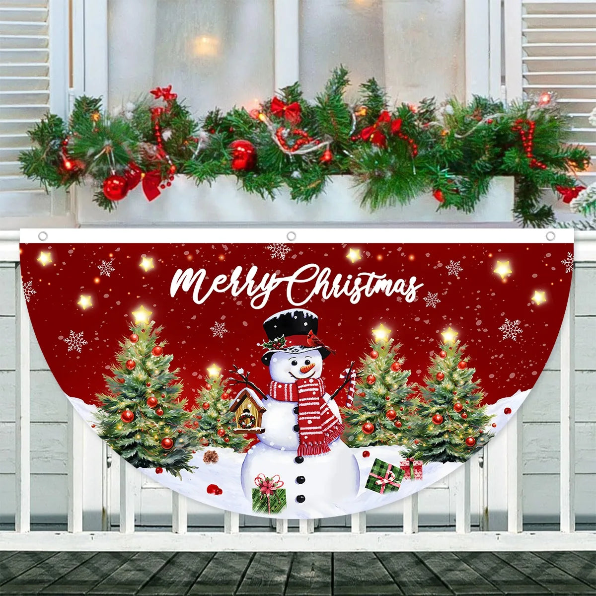 Christmas Outdoor Fan-shaped Flag Banner