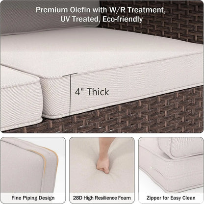 Outdoor Chair Cushions, 24" x 23" High-Density Foam Deep Seat