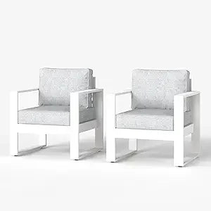 , Metal Modern Armchair Set of 2 with Washable Thick Cushions