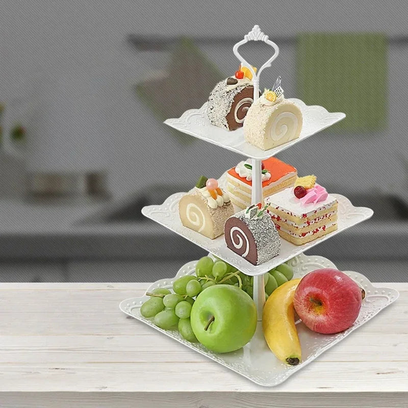 3 Tier Pastry Cupcake Fruit Plate Serving Dessert Holder