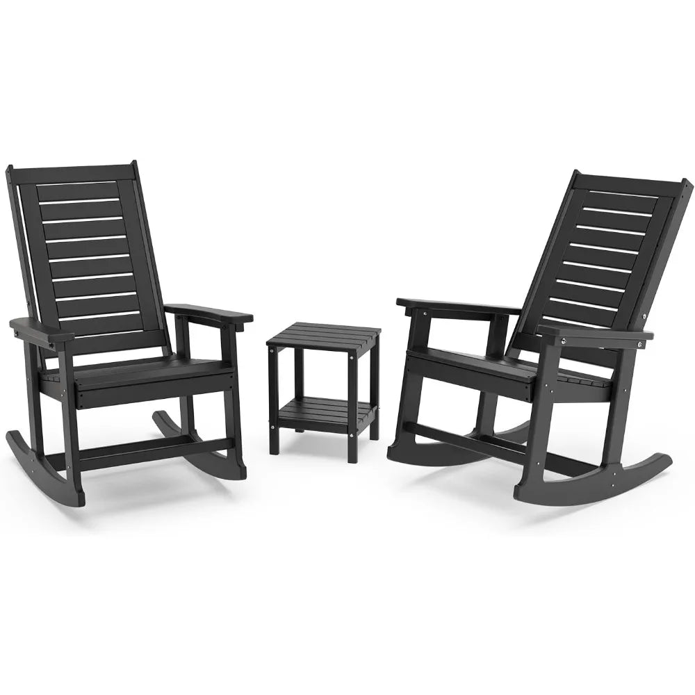 Outdoor Rocking Chair Set | 3-Piece  2 Rocking Chairs with 1 Side Table
