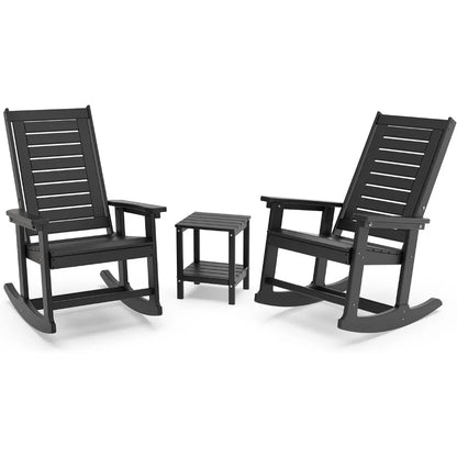 Outdoor Rocking Chair Set | 3-Piece  2 Rocking Chairs with 1 Side Table