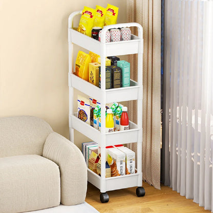 1pc 3/4-Tier Rolling Storage Cart, Plastic