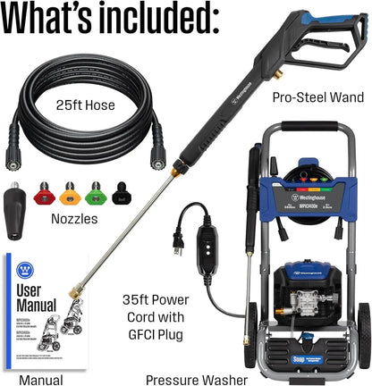 Customizable Electric Pressure Washer, 3400 Max PSI and 2.0 Max GPM