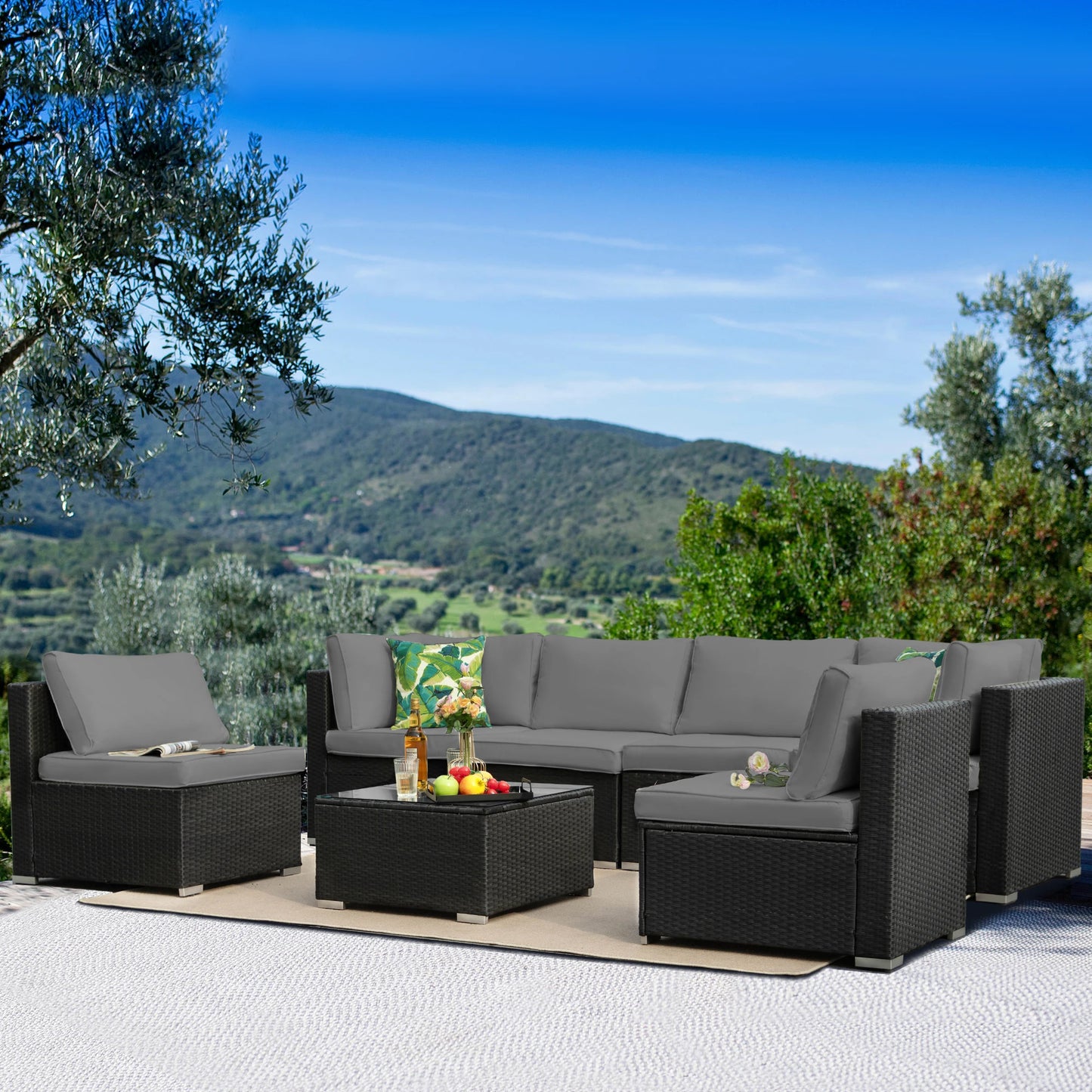 8 Piece Outdoor Sectional Sofa PE Rattan Wicker