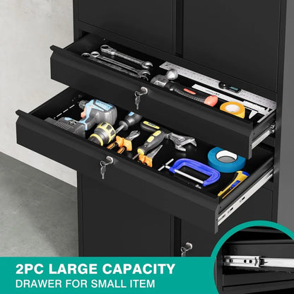 Metal Storage Cabinet with Wheels and Drawers and Adjustable Shelves 3"