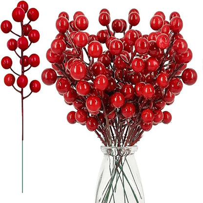 14 Heads Christmas Decoration Artificial Red Berries Bouquets