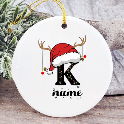 Baby's Christmas Ornament Personalized Initial with Name