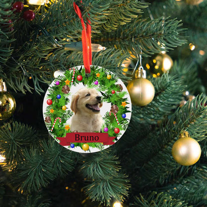 Personalized Pet Ornament Custom Dog, Cat and Dog Christmas Photo Ornament Cat Portrait Name Gift