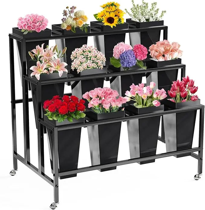 Flower Display Stand with 12 Buckets