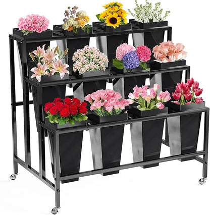 Flower Display Stand with 12 Buckets