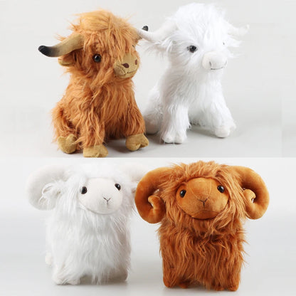 Simulation Highland Cows and Sheep Animal Plush Doll