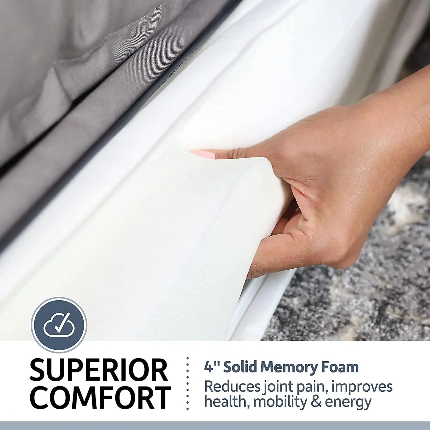 Extra Large Dog Bed w/ Solid 4" Memory Foam,  [Brown, 44x34x10" ), (44x34"), Sandstone