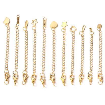 10pcs Stainless Steel Extension Chains Lobster Clasps Connectors